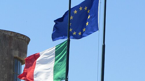 Italian and EU Flag